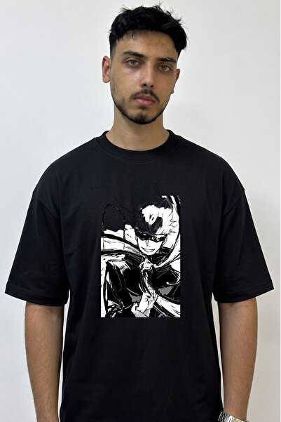 Anetos Gojo Satoru_9 Design Printed Oversize Black T-Shirt
