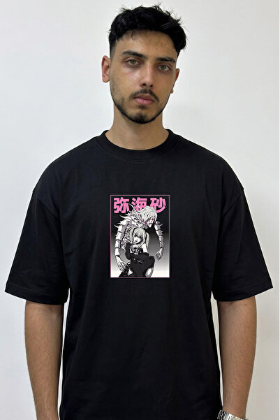 Anetos Misa Ryuk Design Printed Oversize Black T-Shirt