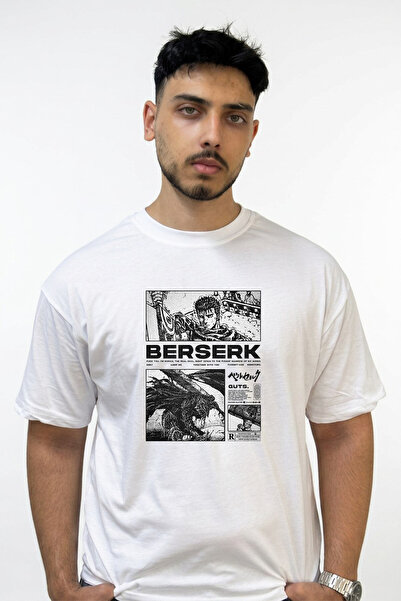 Anetos Berserk_11 Μπλουζάκι με στάμπα σε όλγουνα μεγέθη, λευκό