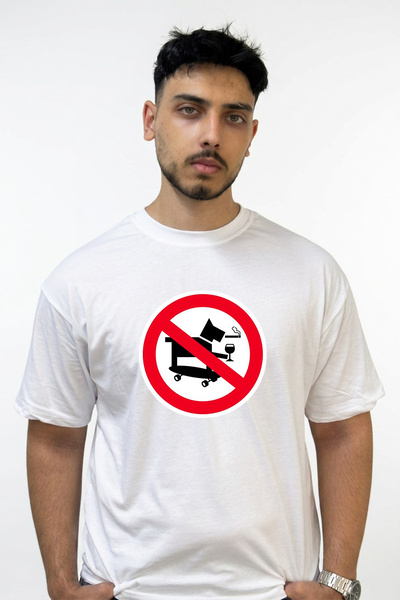 Anetos Forbidden Dog Design Printed Oversize White T-Shirt