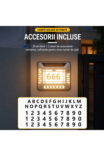 RXH Lampă Solară pentru Număr Casă cu Iluminare LED