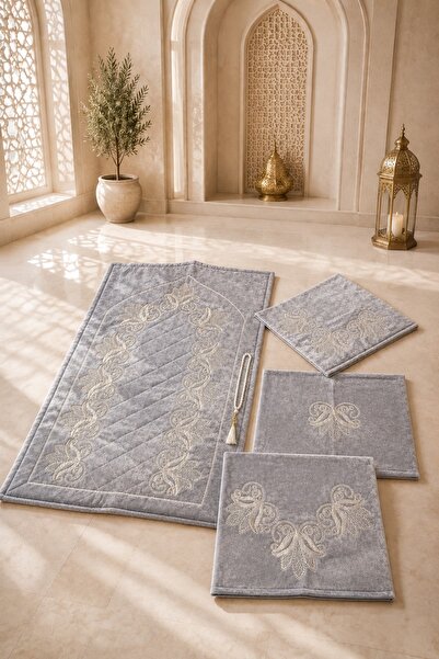 Bikaya Home Luxury Velvet 5 Piece Prayer Mat Set |   Dowry Set, Bundle, Engag...