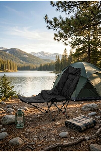 CEZVE HOME Katlanabilir Kamp Şezlongu Ayak Uzatmalı Outdoor Kamp Koltuğu Sand...