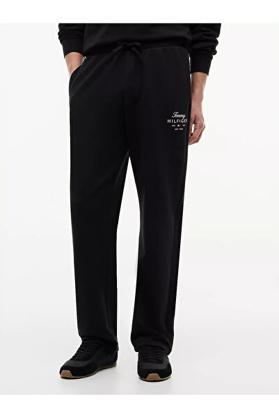 Tommy Hilfiger Men's Woven Fabric Regular Waist Straight Model Black Sweatpants