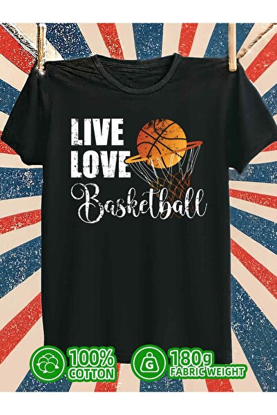 NOURAM Live Love Basketball Retro Tshirts Shirts Men's 180G 100% Cotton Black...
