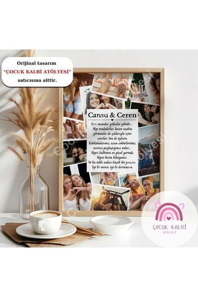 Empressco Renkli Fotoğraflı Arkadaşlık Kolaj Tablosu Hediye, Doğum Günü Seçeneği
