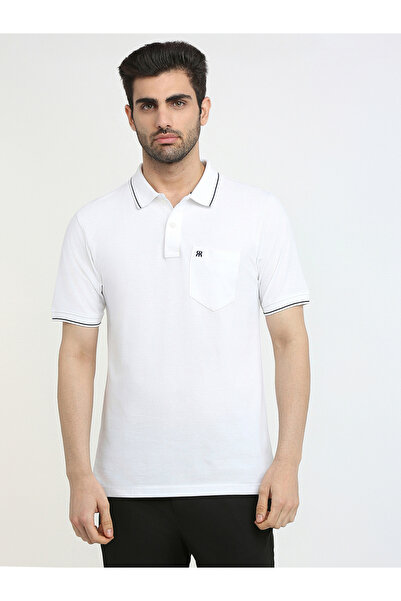 Raymond By Styli White Slim Fit Cotton Polo with Pocket