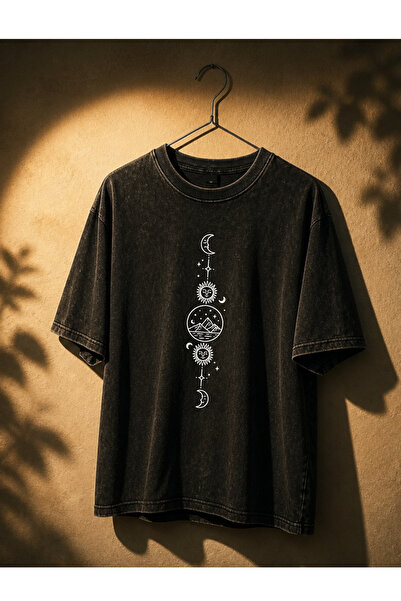 Pink Sky Μπλουζάκι Unisex Oversize με εφέ ξεβαμμένου υφάσματος, Vintage Stree...