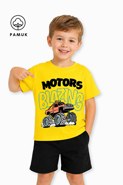 difa kids Момчешка лятна тениска с къс ръкав, ежедневна, с щампа на коли и мо...