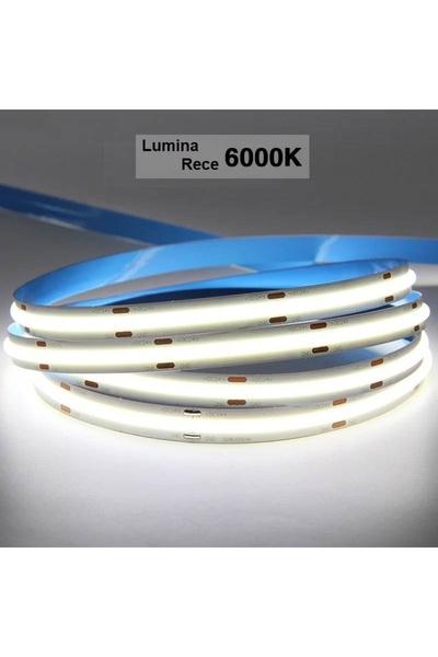 OEM 12W 12V COB LED лента със студена светлина, 5м с цялостен дифузер