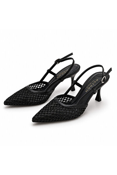 PATRON SHOES Women's Mesh Detailed Pointed-Toe Heeled Shoes – Elegant Strappy...