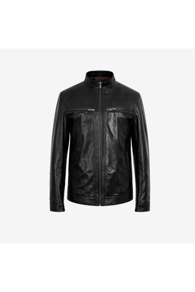KEMAL TANCA Men's Hakim Collar Zippered Genuine Leather Coat Kdk-750