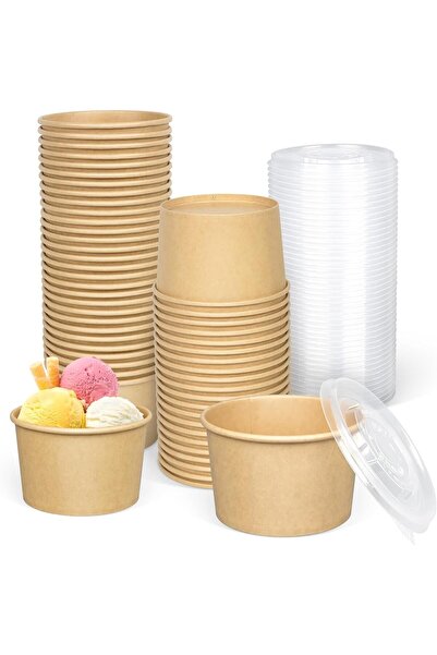 OKA Durable Kraft Paper Bowls with Airtight Transparent Lids, 16 oz / 480 ml,...