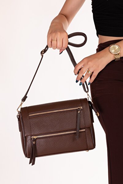 Gondol Women's Double Compartment Hand and Shoulder Bag Ald.80741 Brown
