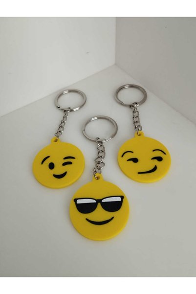 3D Layshop Set of 3 Fun Emoji Keychains - Bff Trio Kanka Group Combination and Bag Ornament (4.2 cm)