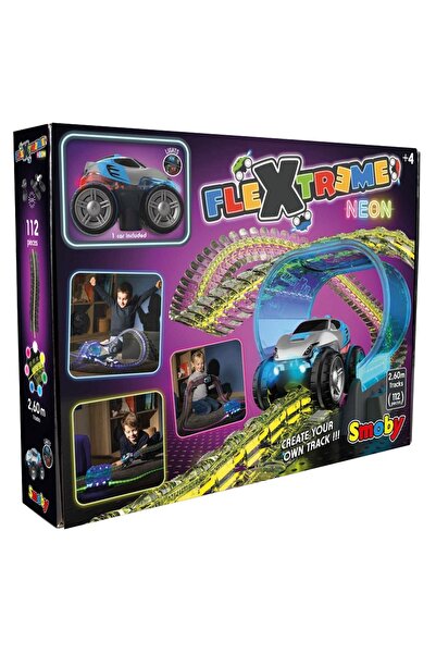 Smoby Set masina Flextreme Neon, Smoby, 4 ani+, Multicolor