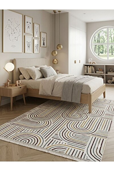 Dinarsu Antiq Halı Çok Renkli Modern Kaymaz Taban Çocuk Odası Salon Hol, Kori...