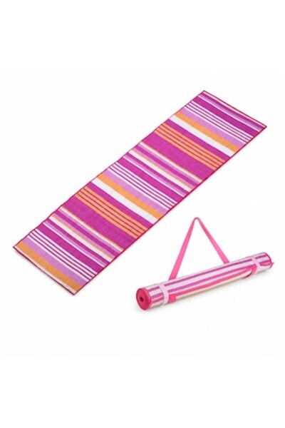 SHOPIENS Saltea de plajă cu dungi roz, alb, fucsia, portocalii, rulabilă, com...