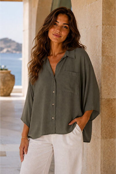 ABBRA Women's Linen Oversize Shirt