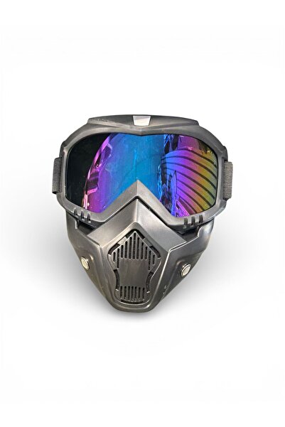 Generic MOTOSİKLET-BİSİKLET KASK MASKESİ GÖZLÜKLÜ BUKELEMUN CAM