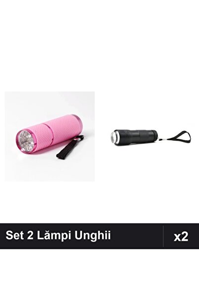 NAİLS Set 2 Lămpi LED/UV pentru Unghii: Mini Lanternă 9 Becuri Roz + Lanternă...