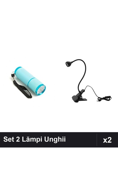 NAİLS Set 2 Lămpi LED/UV Unghii: Lanternă Mini 9 Becuri Albastră + Flexibilă ...
