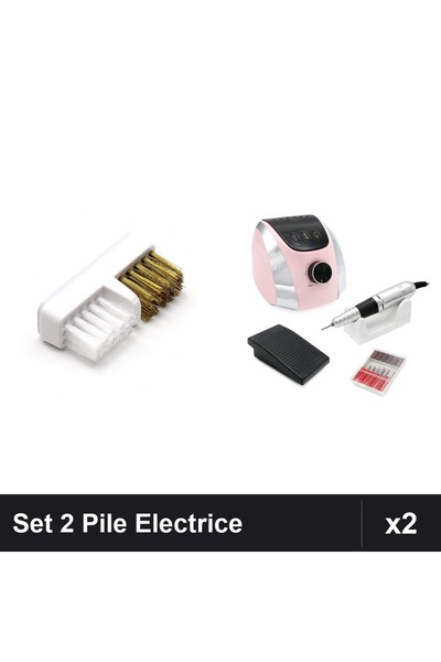NAİLS Set 2 Pile Electrice Profesionale Manichiură 68W 35000 RPM Model M13 Roz