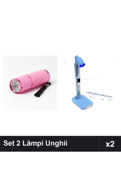 NAİLS Set 2 Lămpi UV/LED Unghii: Lanternă Mini 9 Becuri + Lampă pe Suport cu ...