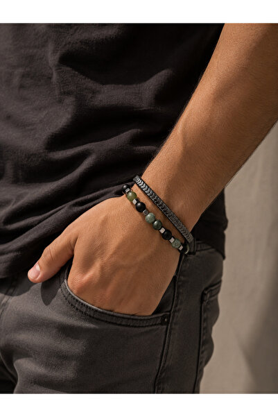 Girift Vintage Argen Men's Natural Stone Bracelet