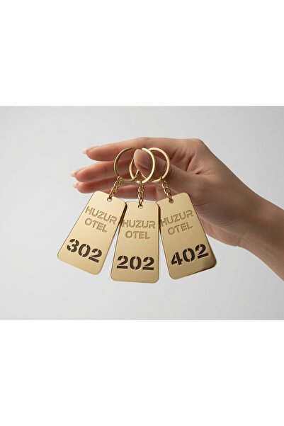 guluslazerkesim 5 ADET OTEL ANAHTARLIK ARKASI SİYAH AHŞAP ÜSTÜ GOLD PLEKSİ AN...