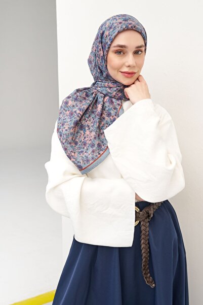 Silk Home Velora Scarf Modern Flora Blue Gray 90X90