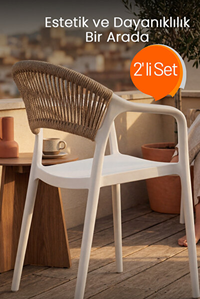 RETRO ART Sole 2 adet İpli Sandalye – Balkon Bahçe Kafe Proje Sandalyesi, Pol...