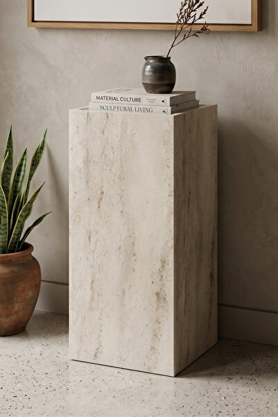 Skandi homeworks Monolith Modern Yan Sehpa Dekoratif Küp Sehpa Minimalist Sal...