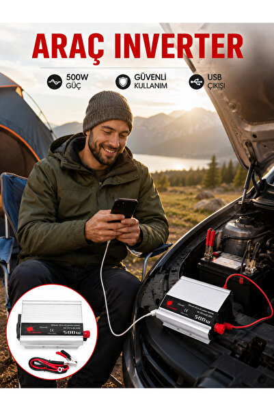 UCUZTEKNO Araç İçi Elektrik Dönüştürücü 500W Priz İnvertör