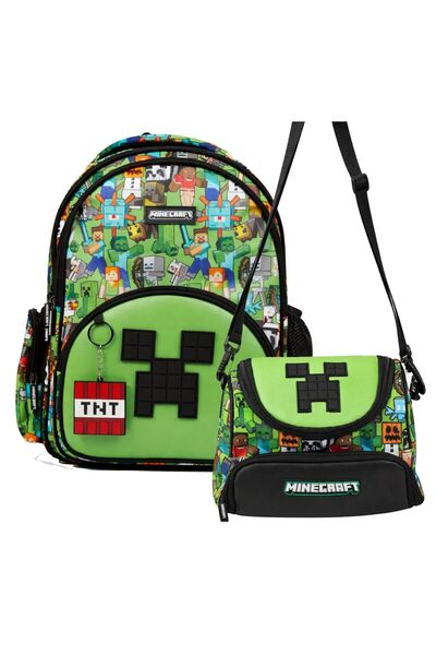 MINECRAFT Boy's Primary School Bag and Lunchbox Set (Minecraft Printed) Green...