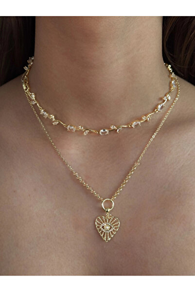 h&b design jewel قلادة على شكل قلب بتصميم مفصل من الفولاذ واللؤلؤ