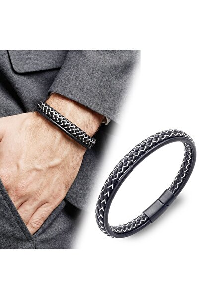 OGHAMAY Black and White Color Multi Leather Bracelet 18393B5D7