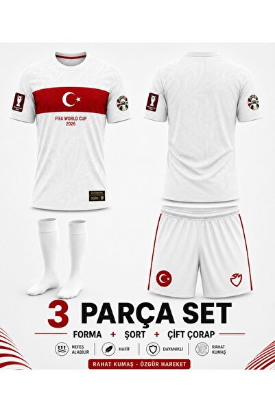 yenteks Türkiye 2026 İsimsiz Kırmızı Beyaz Çocuk Forması Çorap Hediyeli (SH)