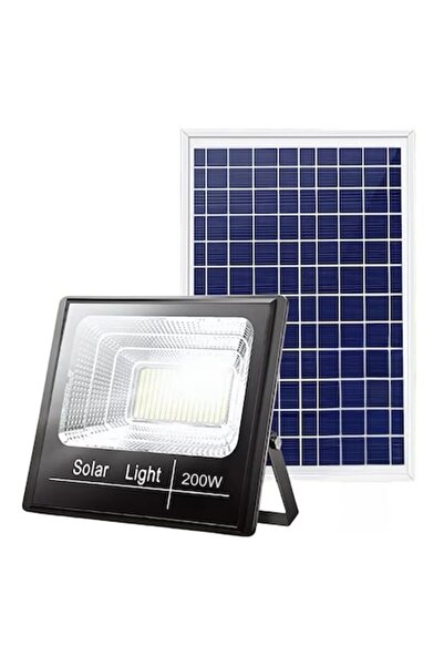Jortan Proiector stradal solar 200W cu panou și telecomandă, LED alb, Senzor ...