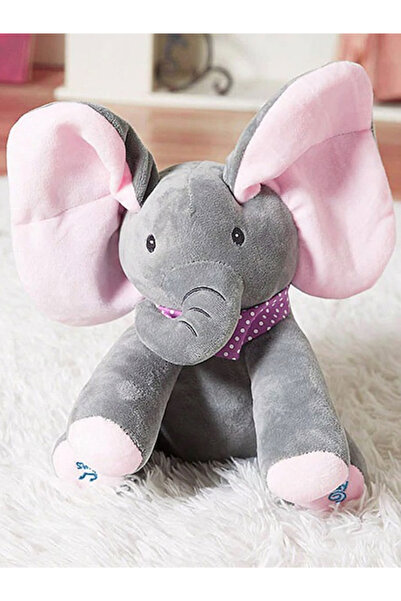 OEM Elefant de pluș gri și roz 35 cm – Jucărie moale pentru copii