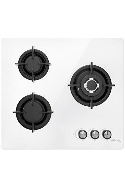 IsEasy Plita pe Gaz Incorporabila 3 Arzatoare 60 cm Alb, Aprindere Electrica,...