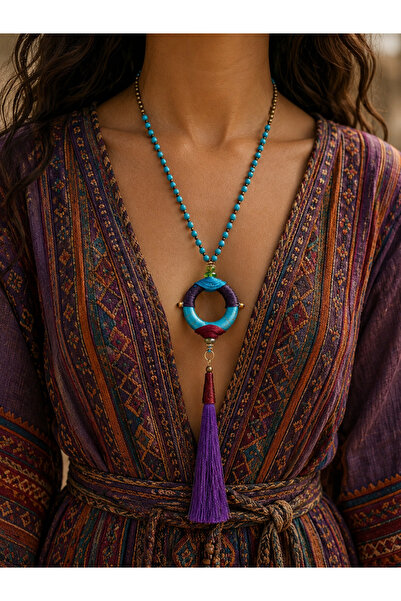 HER ŞEY NOTA www.herseynota.com Lunavira Ethnic Tasseled Turquoise Natural St...