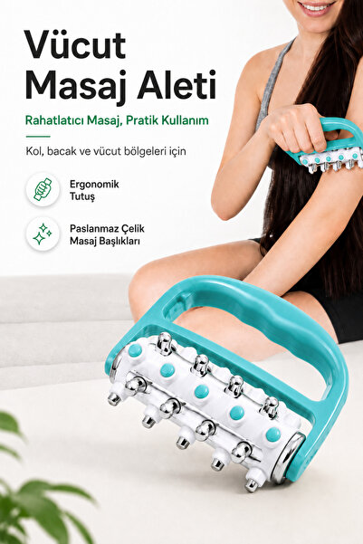 Arfseb El Tipi Ergonomik Tutmalı Tüm Vücut İçin Rahatlatıcı Silindir Masaj Ap...