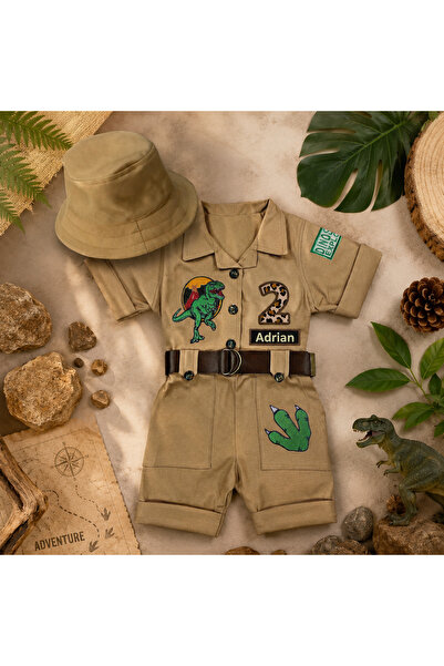 Mum Design Gifts Kişiye Özel Safari Dinozor Kostüm Seti - Erkek Çocuk Safari ...