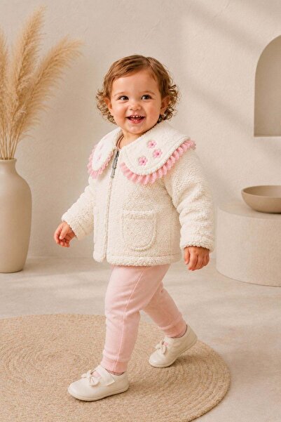 Cantoy Baby Girl Lace and Embroidery Detailed Baby Wellsoft Coat Soft Texture...