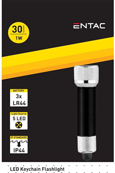 Entac Φακός Μπρελόκ LED IP44 με Μέγιστη Φωτεινότητα 30lm EFL-5LED-KC-BL Μαύρο...