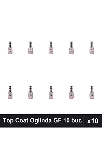 global fashion Pachet 10 Top Coat Efect Oglinda TOP SHINE 12ml Nr.02 Fara Str...