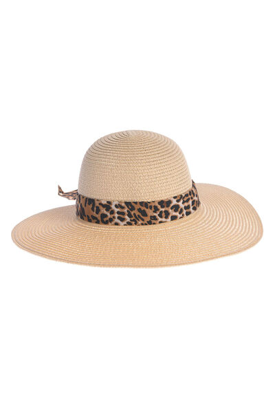 meli melo Palarie de vara bej cu panglica animal print