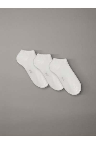 Calvin Klein Women's Triple Pack Cotton Logo-Embossed White Socks