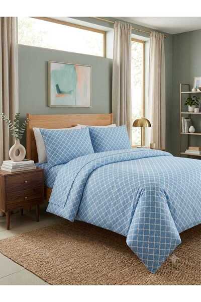 Ercahome tekstil Double Size Ranforce Cotton Fabric Bedding Set 200 X220 Blue